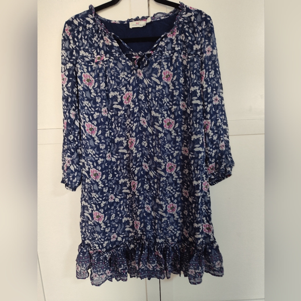 Gorgeous Vineyard Vines Ruffled Roomy Fit Size Small Lined Floral Dress Feminine